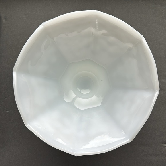 VTG 9” Milk Glass Footed Bowl Octagonal Shape Raised Grape & Leaf Pattern - Picture 3 of 6